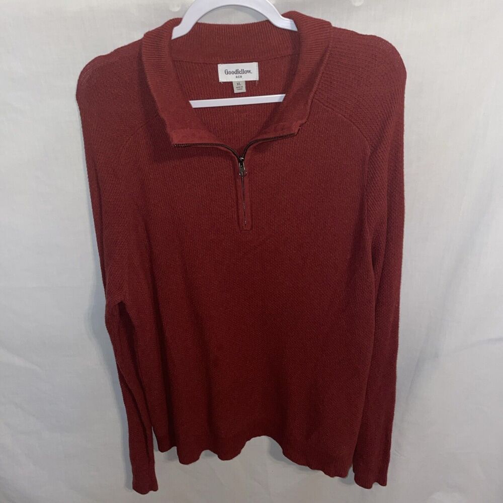 Goodfellow Casual Shirt Men’s Size XL Red Long Sleeve Zip Collar